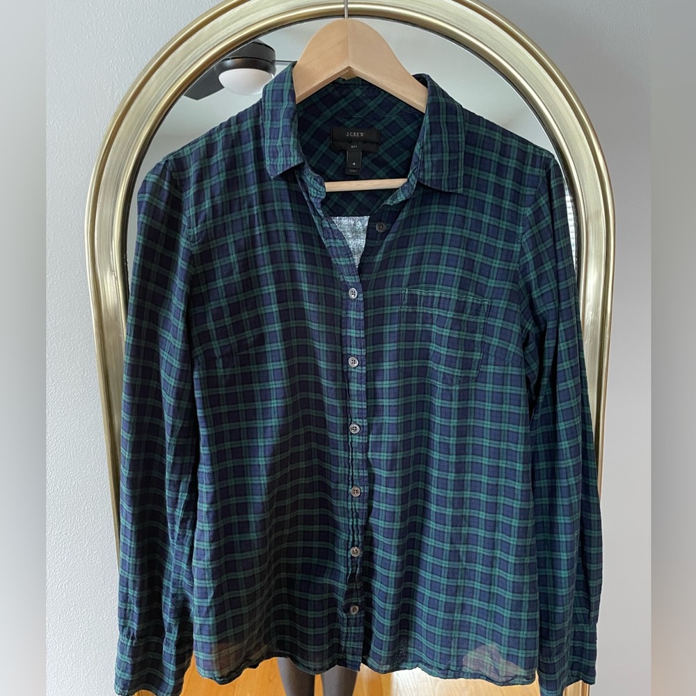J.Crew boy shirt black watch plaid